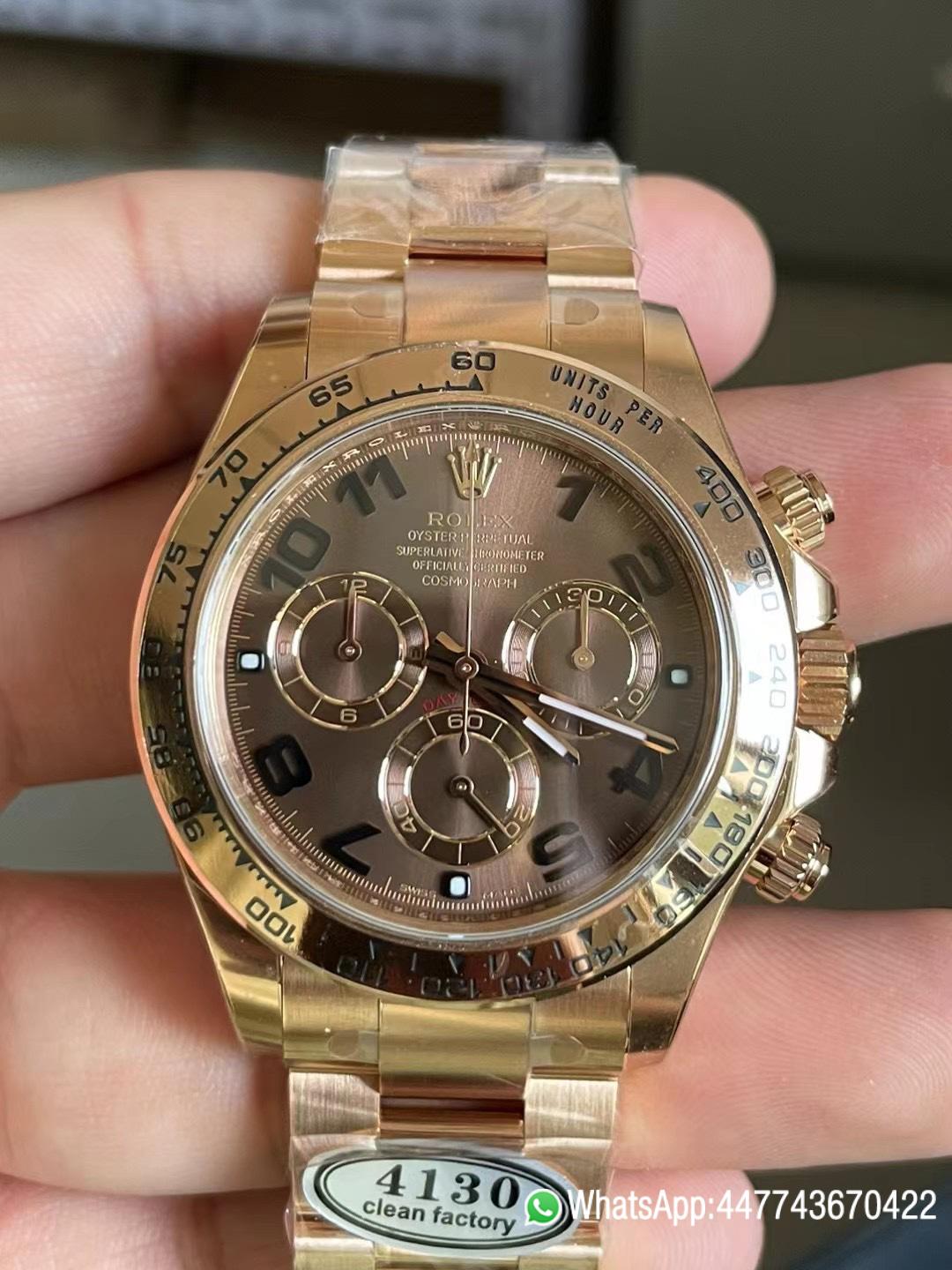 Super Clone Daytona 116505 0011 Rose Gold Case Bracelet Chocolate Dial with Black Number Markers DD4130 Movement 01 Super Clone Daytona 116505 0011 Rose Gold Case Bracelet Chocolate Dial with Black Number Markers DD4130 Movement 01