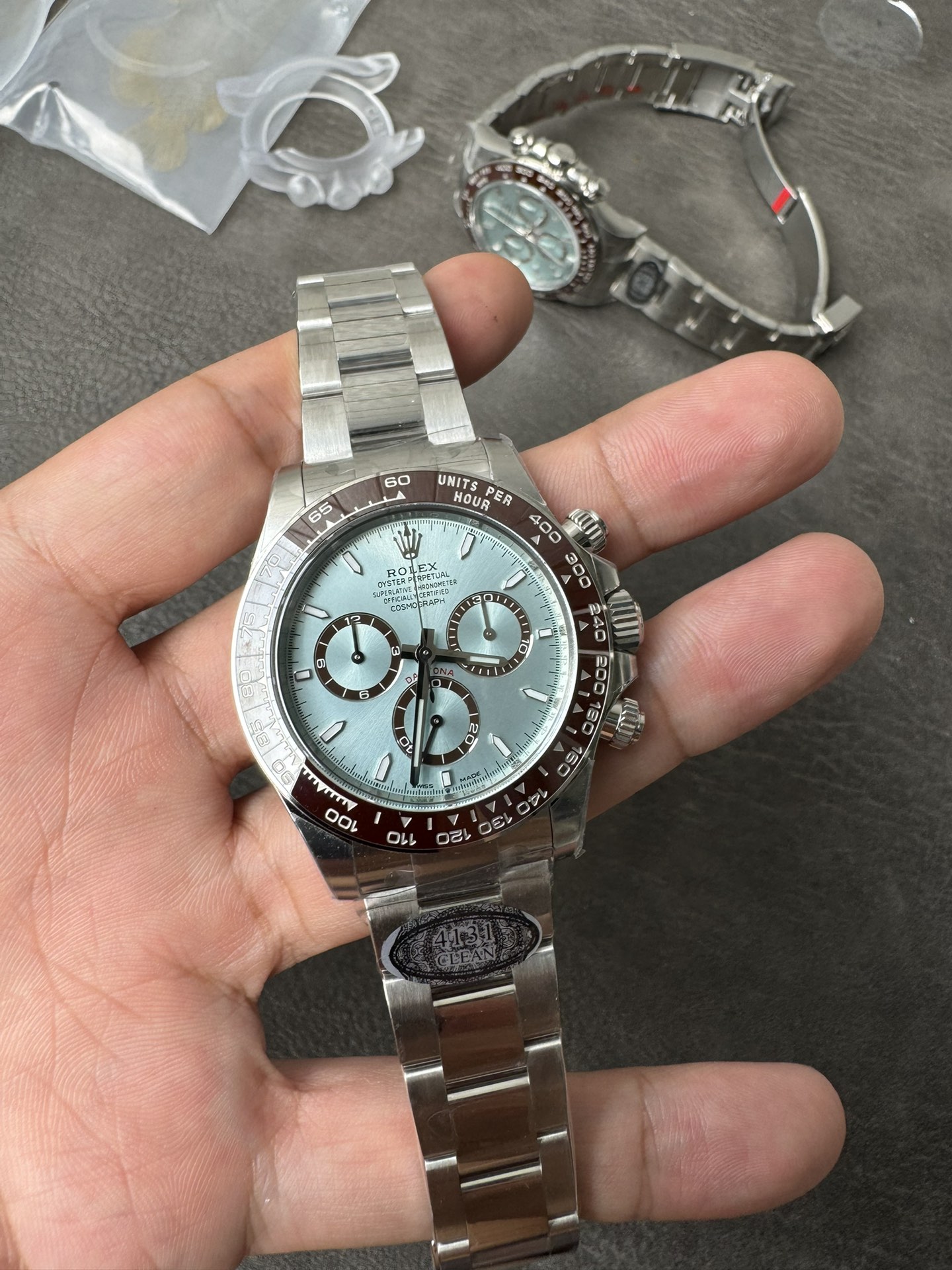 Super Clone Daytona 126506 ICE Blue Dial Brown Ceramic Bezel SH4131 Movement 72 Hours Power Reserve 01 Super Clone Daytona 126506 ICE Blue Dial Brown Ceramic Bezel SH4131 Movement 72 Hours Power Reserve 01