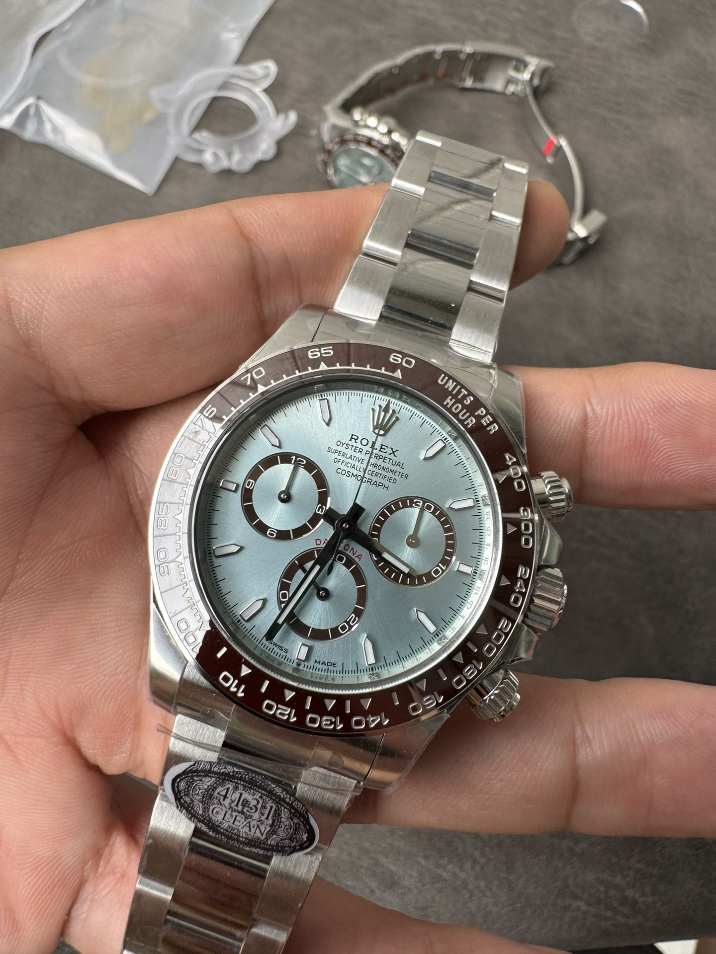 Victory Factory Daytona 126506 ICE Blue Dial Brown Ceramic Bezel SH4131 Movement 72 Hours Power Reserve 04 Clean Factory Daytona 126506 ICE Blue Dial Brown Ceramic Bezel SH4131 Movement 72 Hours Power Reserve 04