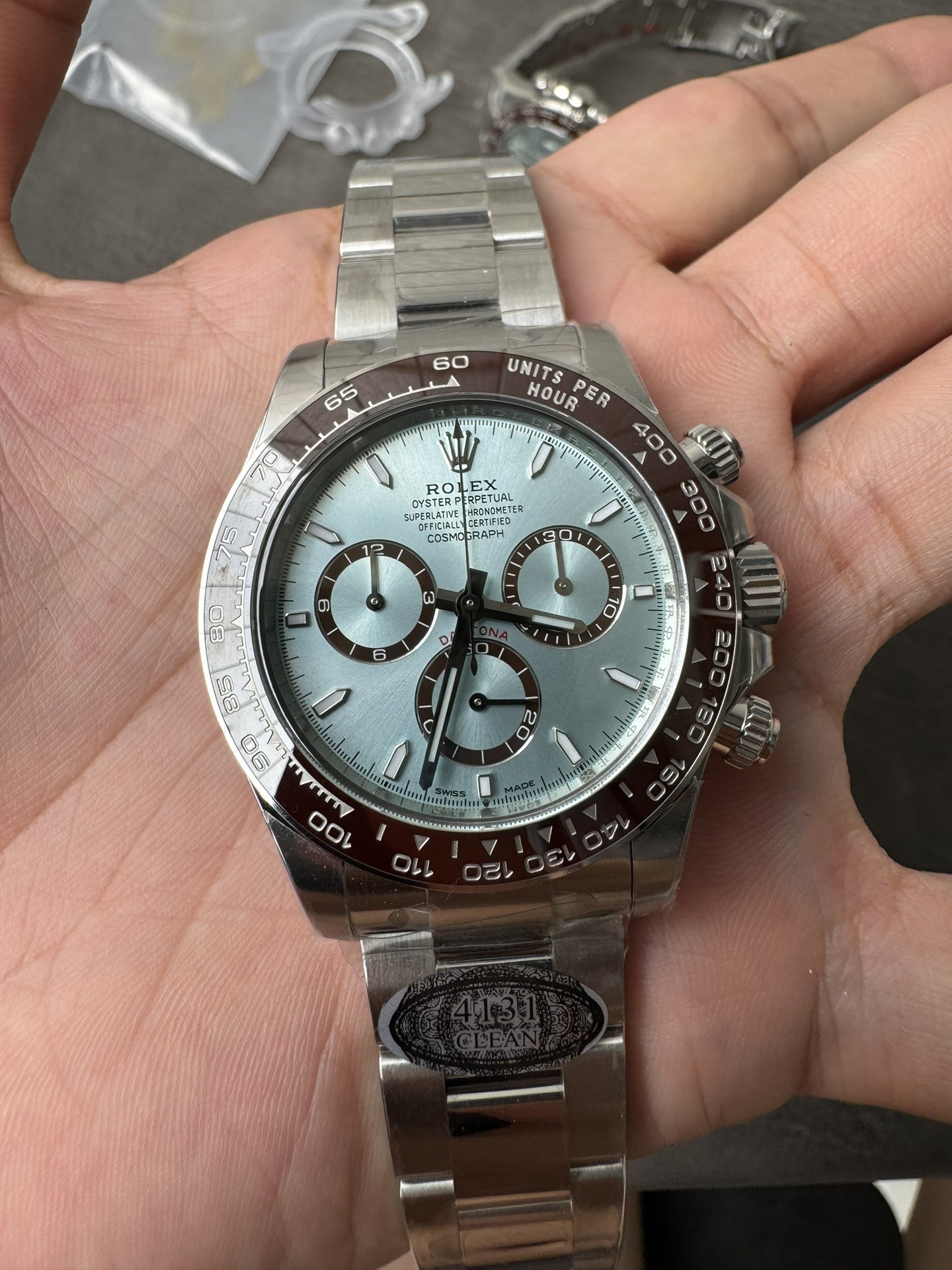 Super Clone Daytona 126506 ICE Blue Dial Brown Ceramic Bezel SH4131 Movement 72 Hours Power Reserve 06 Super Clone Daytona 126506 ICE Blue Dial Brown Ceramic Bezel SH4131 Movement 72 Hours Power Reserve 06