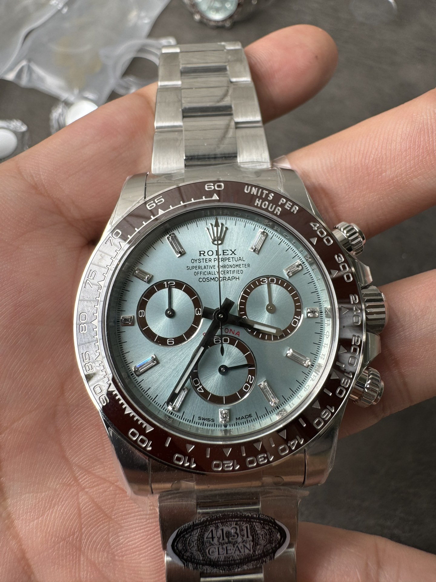Victory Factory Daytona 126506 ICE Blue Dial With Diamonds Markers Brown Ceramic Bezel SH4131 Movement 72 Hours PR 05 Clean Factory Daytona 126506 ICE Blue Dial With Diamonds Markers Brown Ceramic Bezel SH4131 Movement 72 Hours PR 05