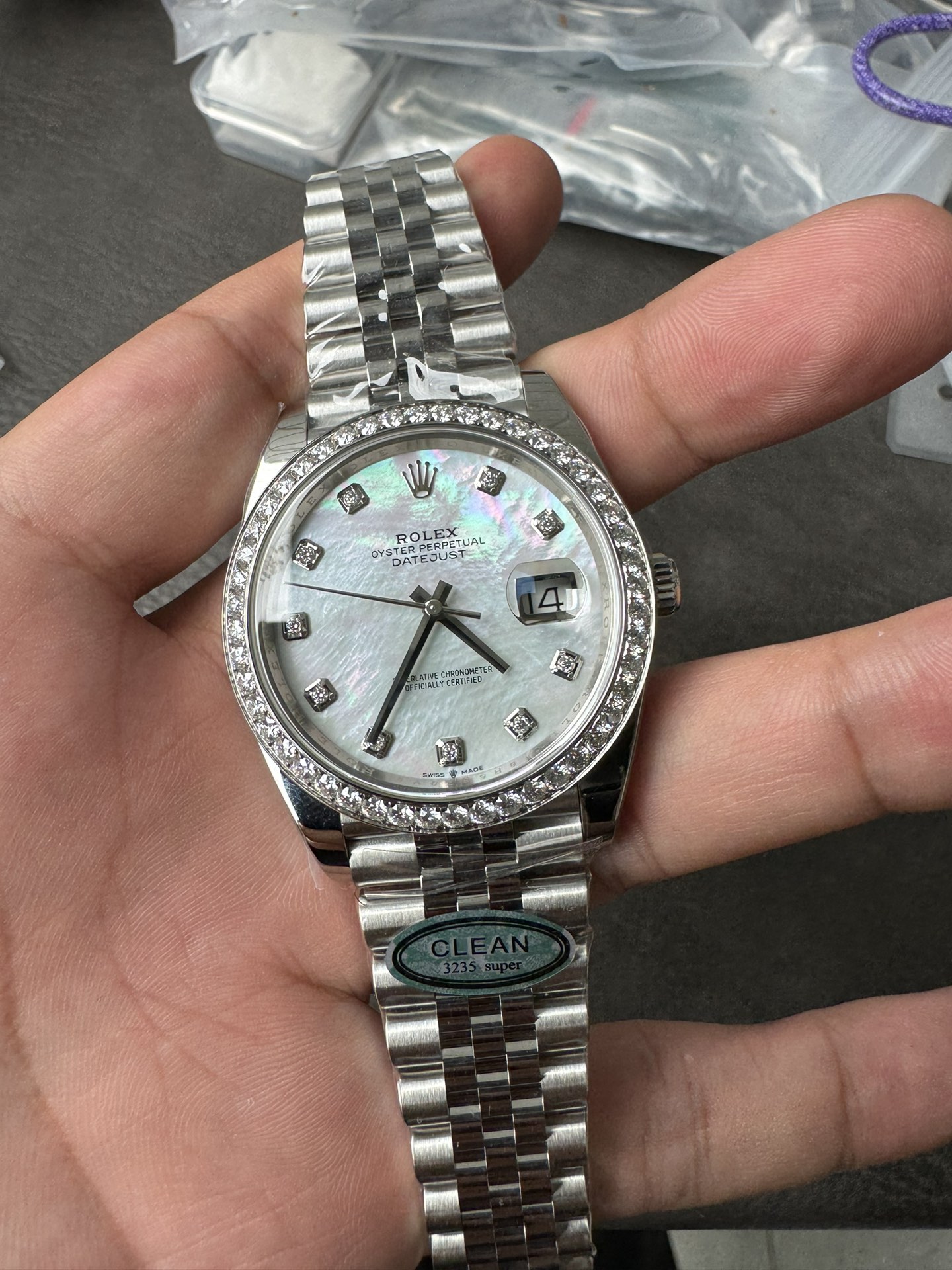 Victory Factory Rolex Datejust 126334 41mm MOP Dial Diamonds Bezel 904L Steel Jubilee Bracelet SH3235 Movement 01 Clean Factory Rolex Datejust 126334 41mm MOP Dial Diamonds Bezel 904L Steel Jubilee Bracelet SH3235 Movement 01