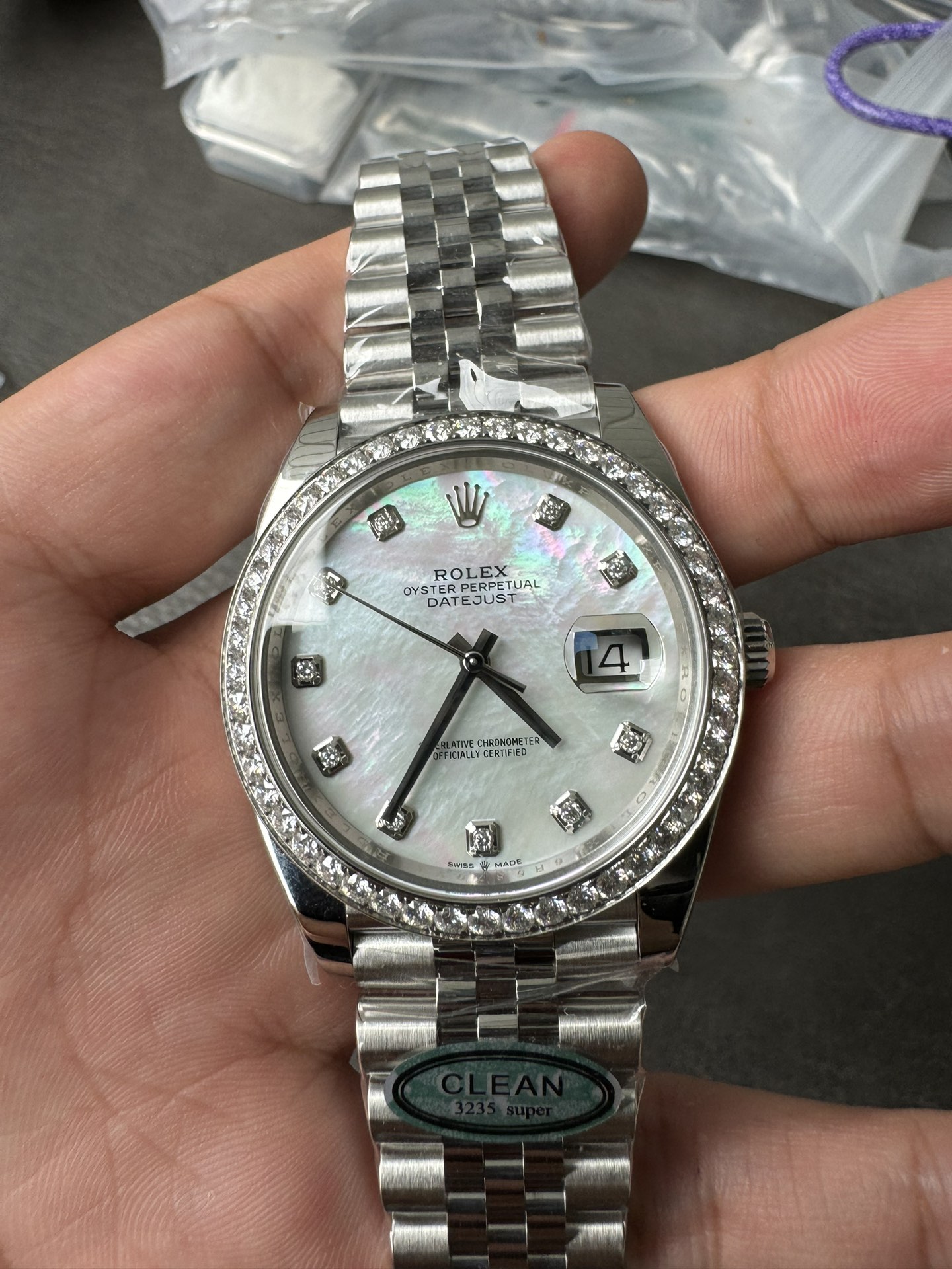 Victory Factory Rolex Datejust 126334 41mm MOP Dial Diamonds Bezel 904L Steel Jubilee Bracelet SH3235 Movement 02 Clean Factory Rolex Datejust 126334 41mm MOP Dial Diamonds Bezel 904L Steel Jubilee Bracelet SH3235 Movement 02