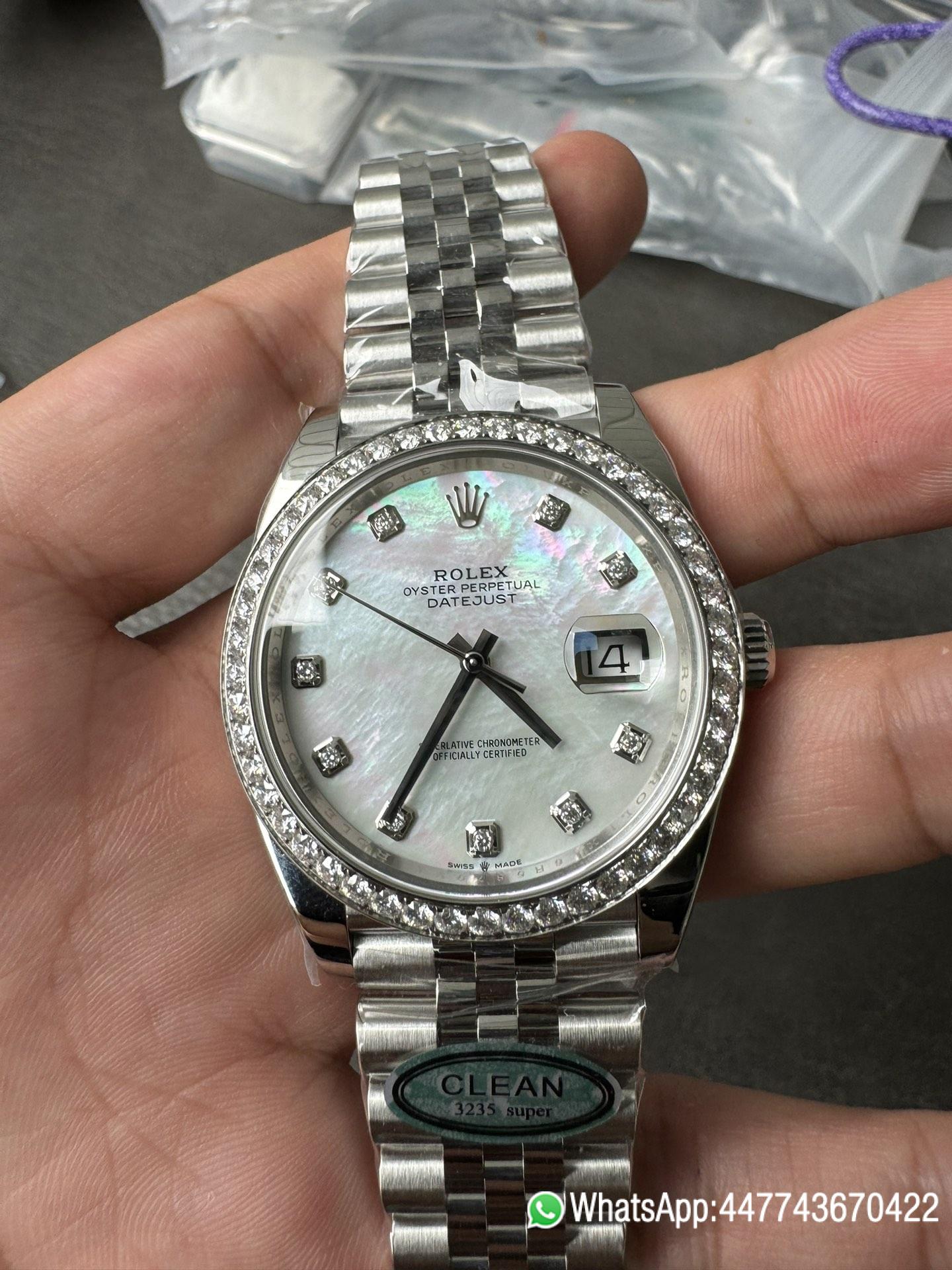 Super Clone Rolex Datejust 126334 41mm MOP Dial Diamonds Bezel 904L Steel Jubilee Bracelet SH3235 Movement 02 Super Clone Rolex Datejust 126334 41mm MOP Dial Diamonds Bezel 904L Steel Jubilee Bracelet SH3235 Movement 02