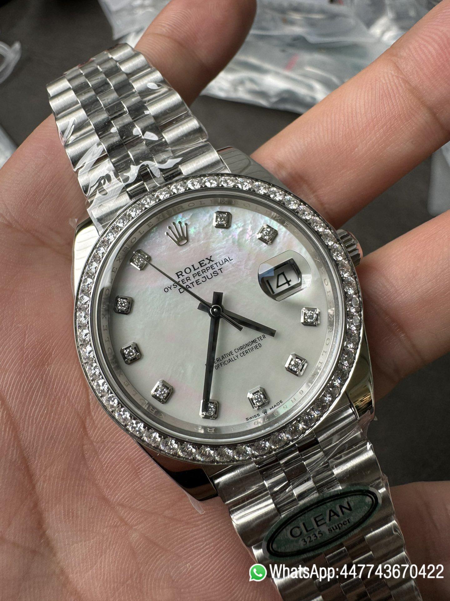 Super Clone Rolex Datejust 126334 41mm MOP Dial Diamonds Bezel 904L Steel Jubilee Bracelet SH3235 Movement 03 Super Clone Rolex Datejust 126334 41mm MOP Dial Diamonds Bezel 904L Steel Jubilee Bracelet SH3235 Movement 03