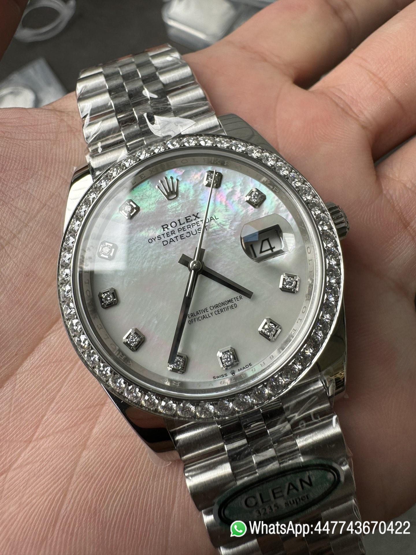 Super Clone Rolex Datejust 126334 41mm MOP Dial Diamonds Bezel 904L Steel Jubilee Bracelet SH3235 Movement 05 Super Clone Rolex Datejust 126334 41mm MOP Dial Diamonds Bezel 904L Steel Jubilee Bracelet SH3235 Movement 05