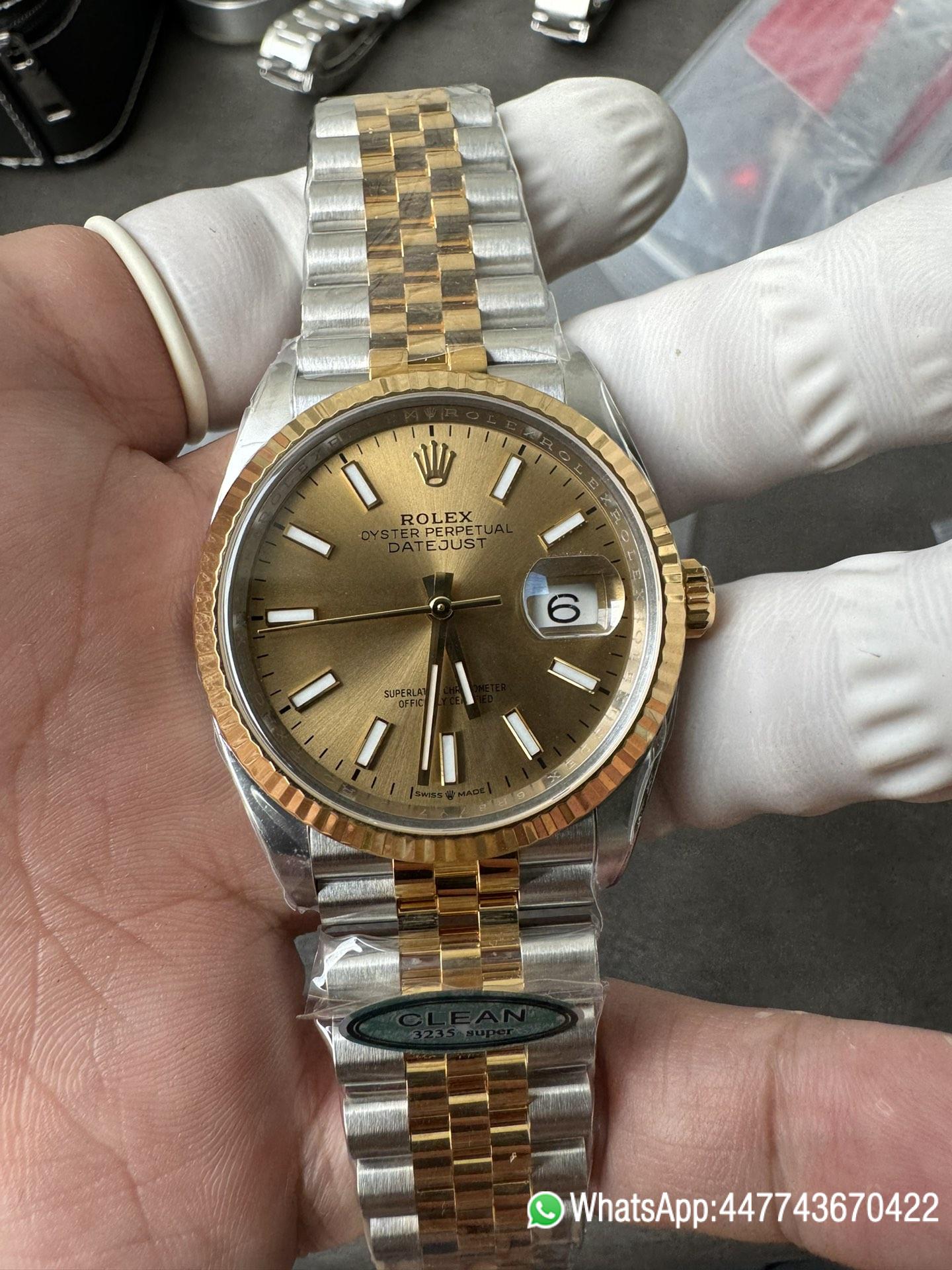 Super Clone Rolex Datejust 36mm 126233 Yellow Gold Dial with Stick Markers Two Tone Yellow Gold Oystersteel Strap 04 Super Clone Rolex Datejust 36mm 126233 Yellow Gold Dial with Stick Markers Two Tone Yellow Gold Oystersteel Strap 04