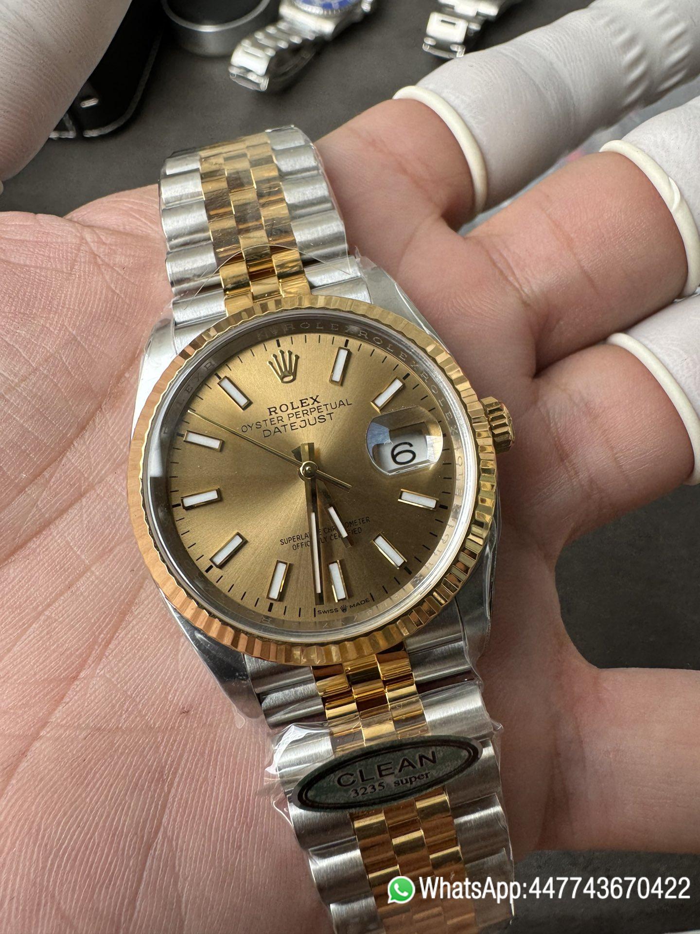 Super Clone Rolex Datejust 36mm 126233 Yellow Gold Dial with Stick Markers Two Tone Yellow Gold Oystersteel Strap 05 Super Clone Rolex Datejust 36mm 126233 Yellow Gold Dial with Stick Markers Two Tone Yellow Gold Oystersteel Strap 05