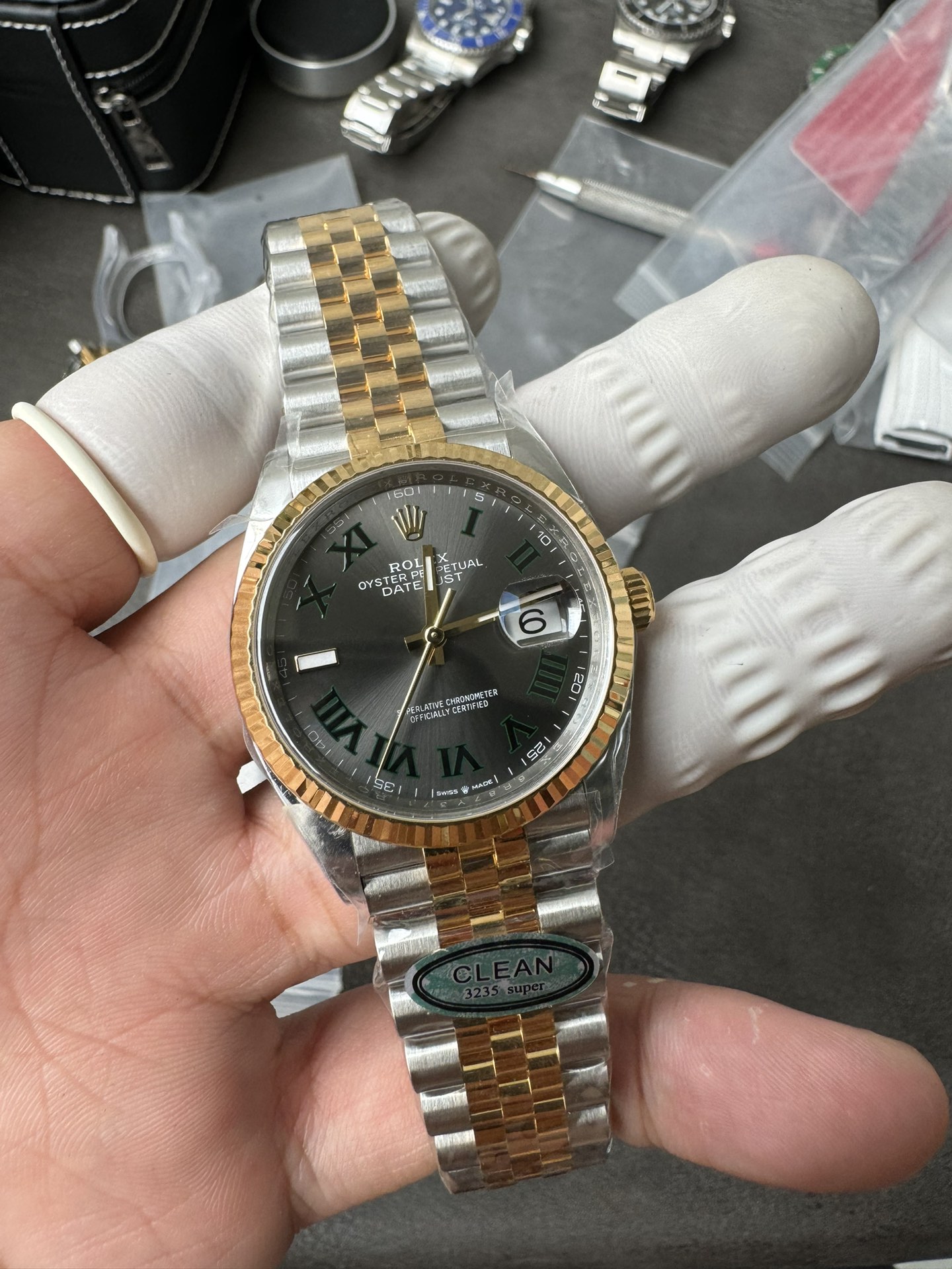 Victory Factory Rolex Datejust Wimbledon 36mm 126233 Grey Dial with Roma Markers Two Tone Yellow Gold Oystersteel Bracelet 02 Clean Factory Rolex Datejust Wimbledon 36mm 126233 Grey Dial with Roma Markers Two Tone Yellow Gold Oystersteel Bracelet 02