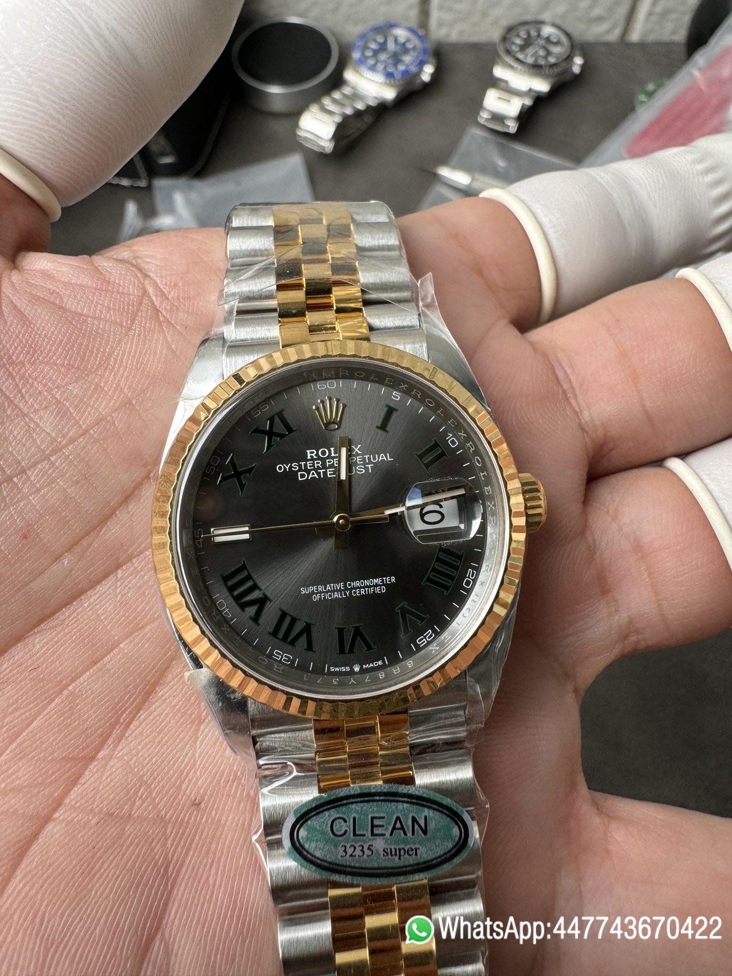 Super Clone Rolex Datejust Wimbledon 36mm 126233 Grey Dial with Roma Markers Two Tone Yellow Gold Oystersteel Bracelet 06 Super Clone Rolex Datejust Wimbledon 36mm 126233 Grey Dial with Roma Markers Two Tone Yellow Gold Oystersteel Bracelet 06