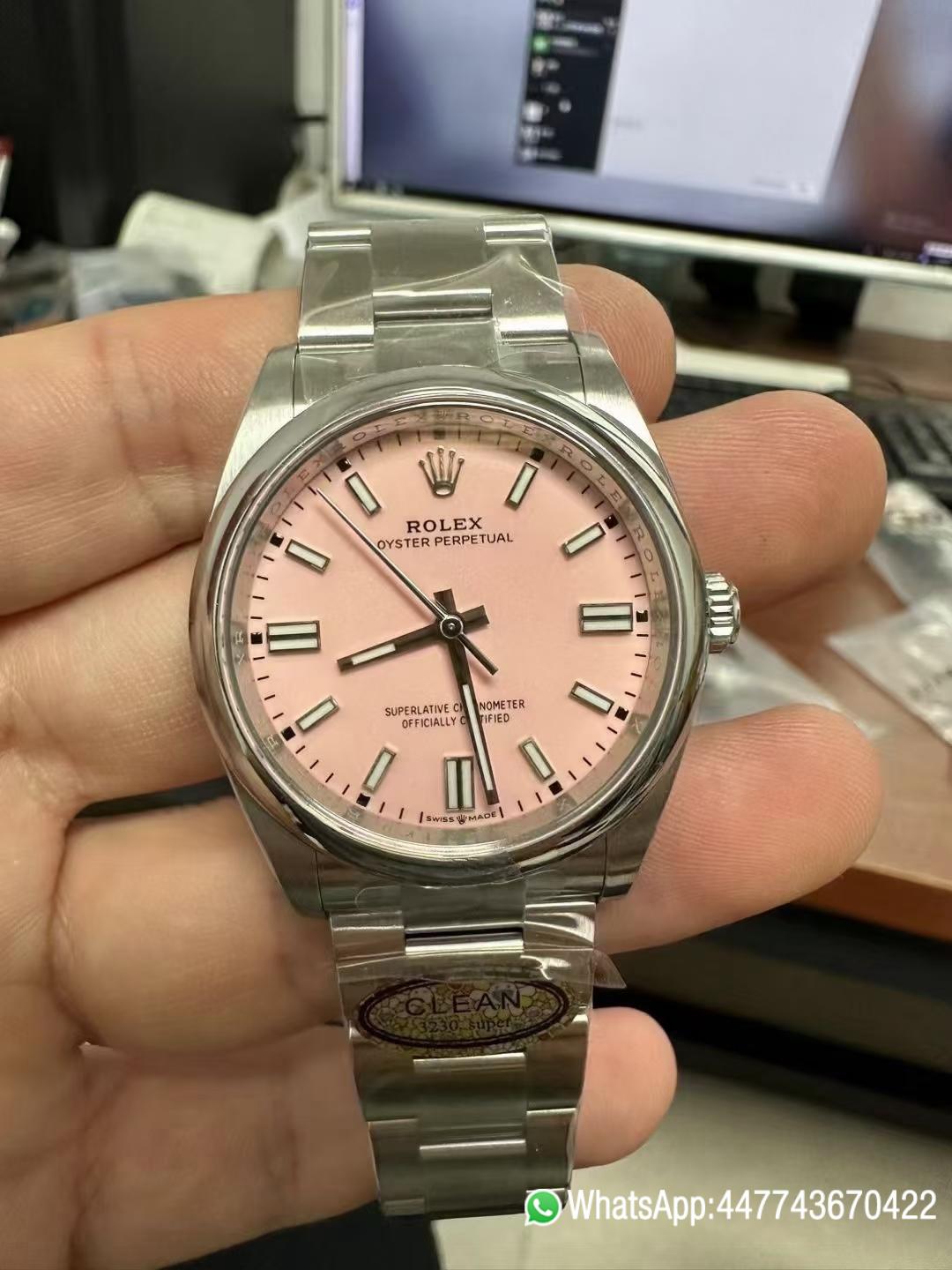 Super Clone Watches Oyster Perpetual 124300 CF OP 41mm 904L Steel Pink Dial VR3230 Movement 01 Super Clone Watches Oyster Perpetual 124300 CF OP 41mm 904L Steel Pink Dial VR3230 Movement 01