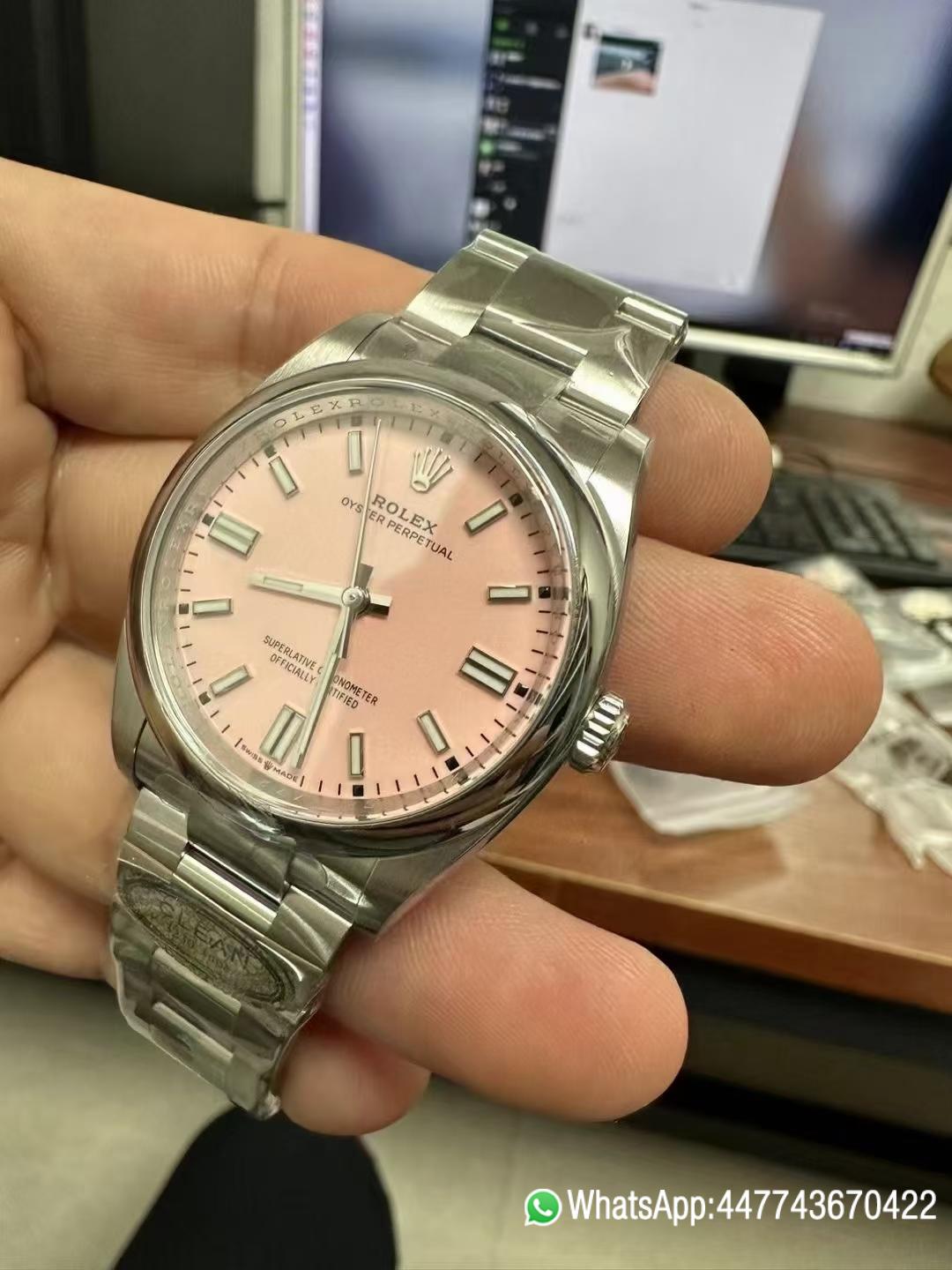 Super Clone Watches Oyster Perpetual 124300 CF OP 41mm 904L Steel Pink Dial VR3230 Movement 04 Super Clone Watches Oyster Perpetual 124300 CF OP 41mm 904L Steel Pink Dial VR3230 Movement 04