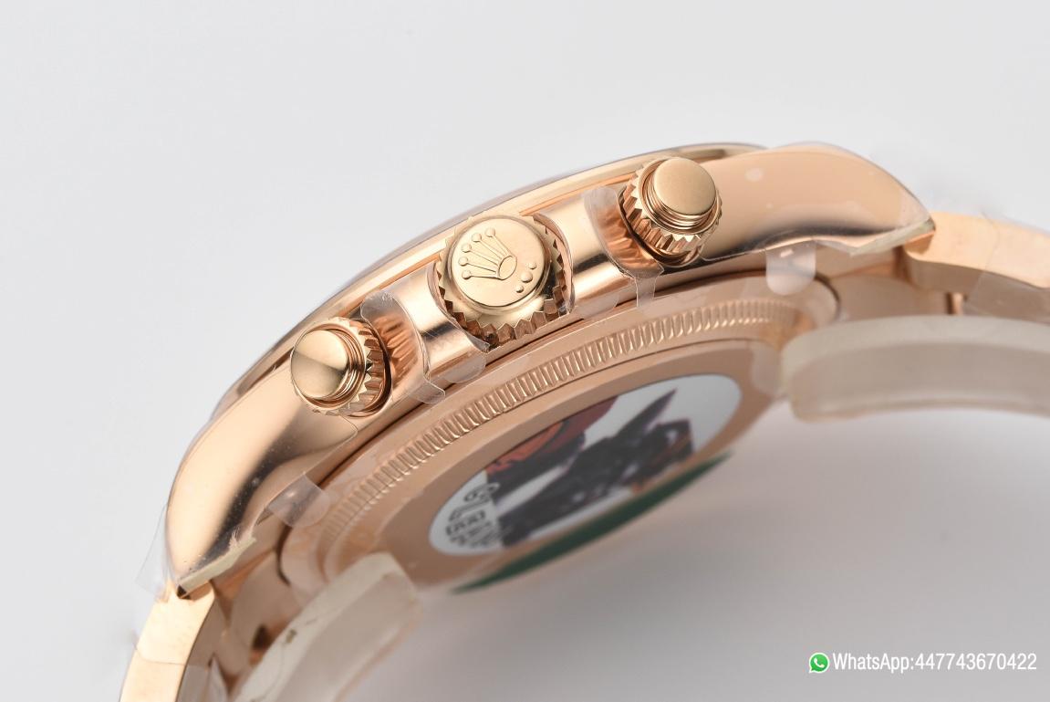 Super Clone Daytona 126505 Rose Gold Case Bracelet Bright Black and Sundust Set with Diamonds Dial SH4131 Movement 06 Super Clone Daytona 126505 Rose Gold Case Bracelet Bright Black and Sundust Set with Diamonds Dial SH4131 Movement 06
