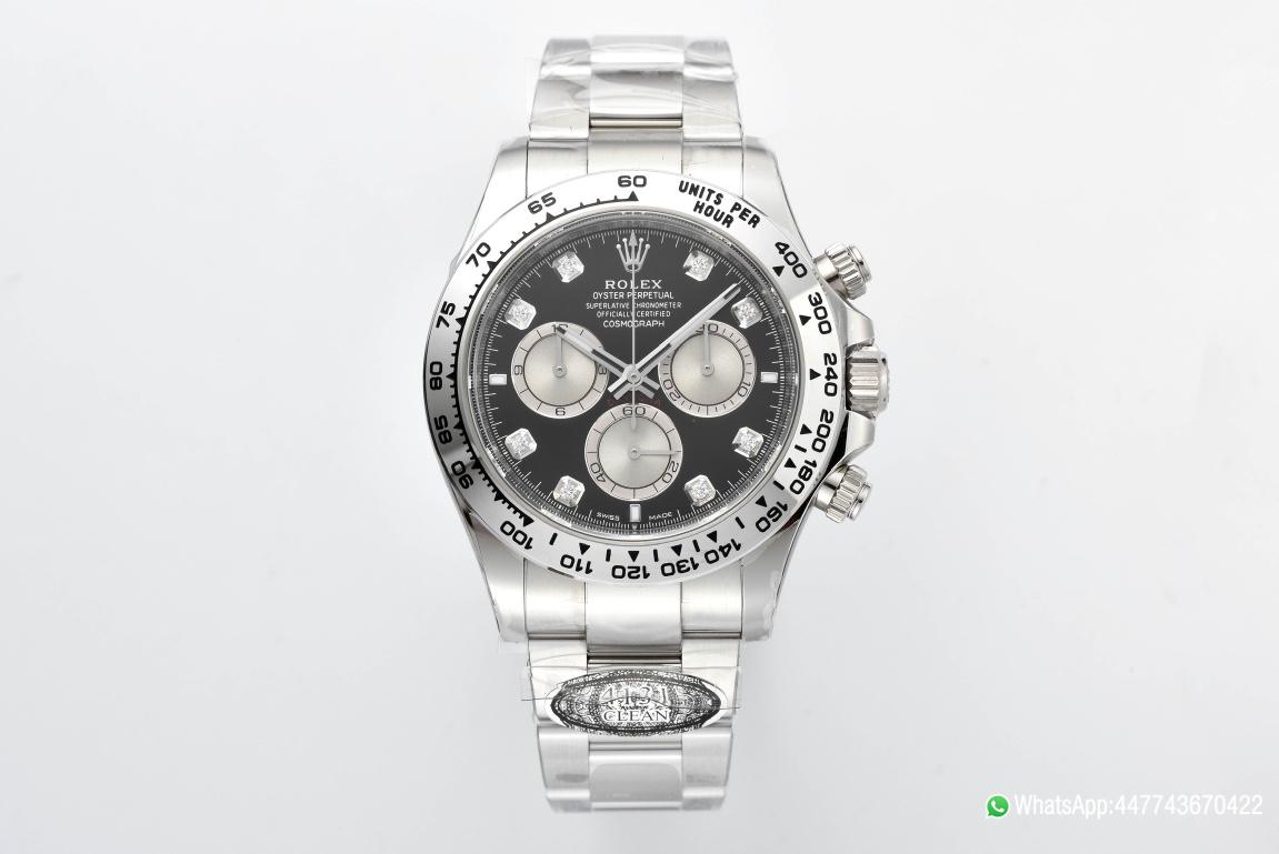 Super Clone Daytona 126509 Black and Steel Set with Diamonds Dial Oystersteel Bracelet SH4131 Movement 01 Super Clone Daytona 126509 Black and Steel Set with Diamonds Dial Oystersteel Bracelet SH4131 Movement 01