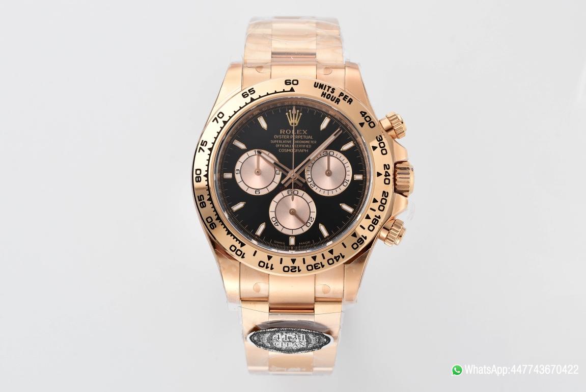 Super Clone Rolex Daytona 126505 Rose Gold Case Bracelet Black Dial with Rose Gold Sub Dial SH4131 Movement 01 Super Clone Rolex Daytona 126505 Rose Gold Case Bracelet Black Dial with Rose Gold Sub Dial SH4131 Movement 01