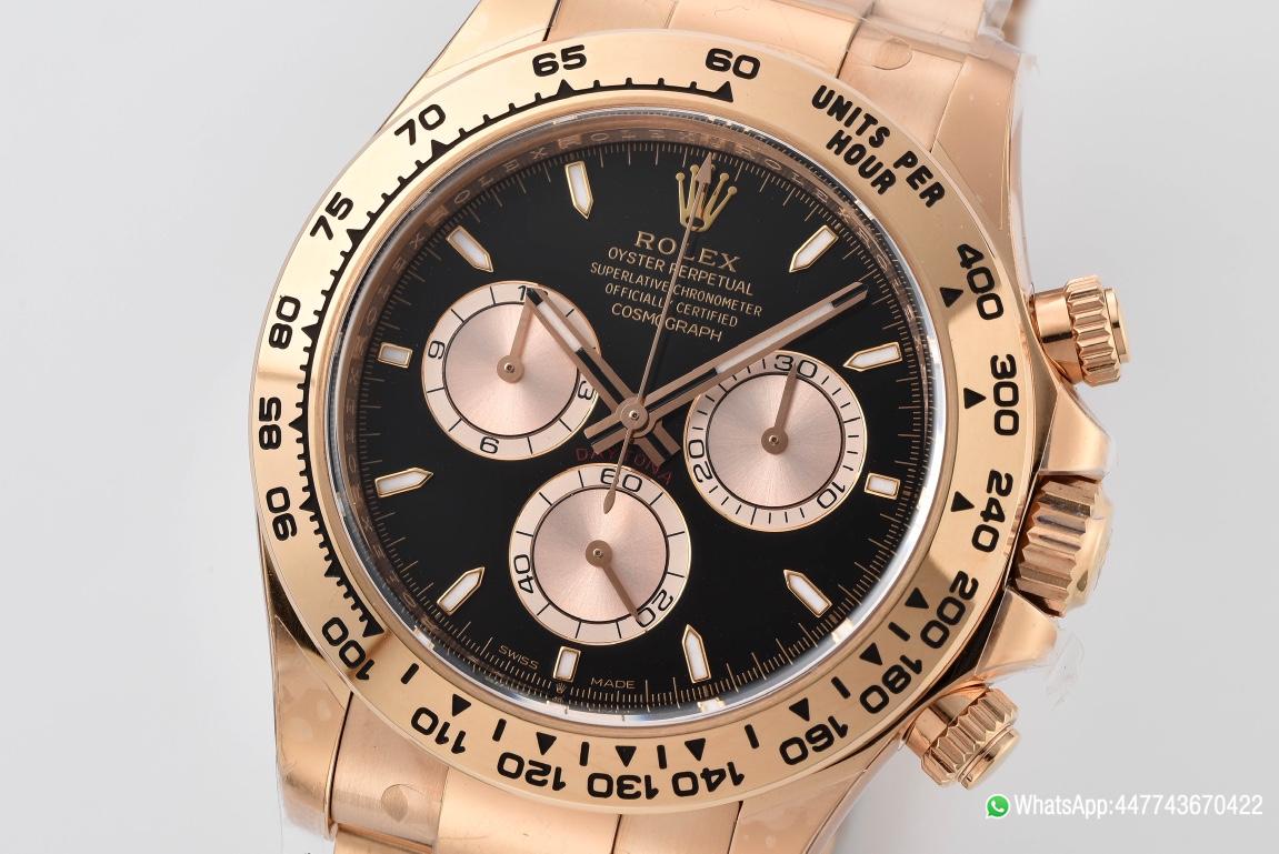 Super Clone Rolex Daytona 126505 Rose Gold Case Bracelet Black Dial with Rose Gold Sub Dial SH4131 Movement 02 Super Clone Rolex Daytona 126505 Rose Gold Case Bracelet Black Dial with Rose Gold Sub Dial SH4131 Movement 02