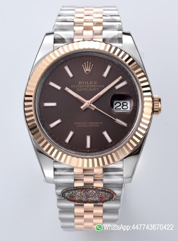 Super Clone Datejust 126331 41mm 904L Steel Case Chocolate Dial with Stick Markers Rose Gold Bezel 3235 Movement Two Tone Jubilee Bracelet 00 Super Clone Datejust 126331 41mm 904L Steel Case Chocolate Dial with Stick Markers Rose Gold Bezel 3235 Movement Two Tone Jubilee Bracelet 00