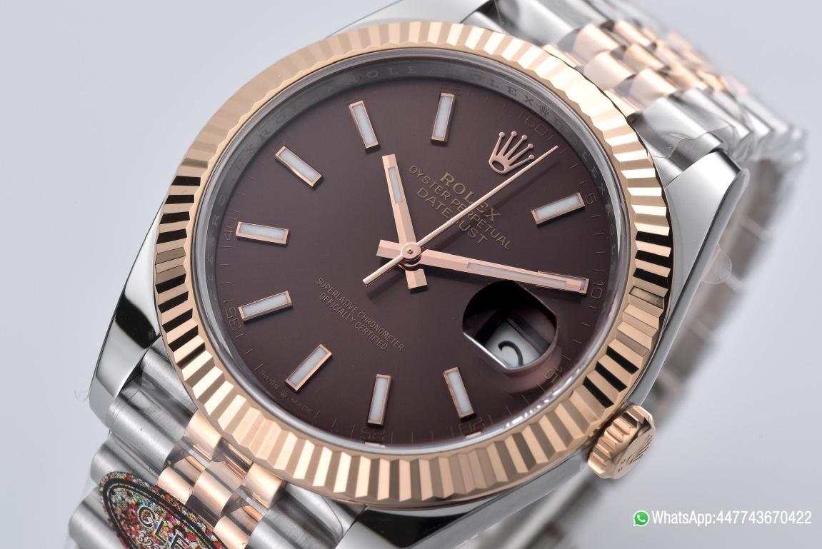 Super Clone Datejust 126331 41mm 904L Steel Case Chocolate Dial with Stick Markers Rose Gold Bezel 3235 Movement Two Tone Jubilee Bracelet 02 Super Clone Datejust 126331 41mm 904L Steel Case Chocolate Dial with Stick Markers Rose Gold Bezel 3235 Movement Two Tone Jubilee Bracelet 02