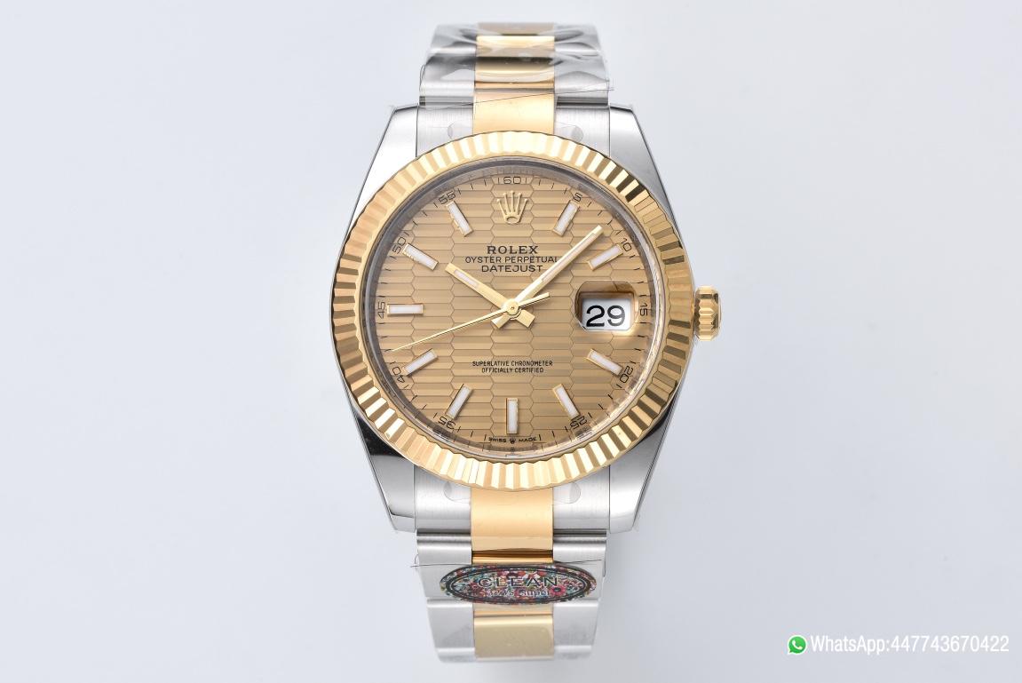 Super Clone Datejust 126333 41mm Yellow Gold Fluted Textured Dial Yellow Gold Bezel 3235 Movement Two Tone Oyster Bracelet 01 Super Clone Datejust 126333 41mm Yellow Gold Fluted Textured Dial Yellow Gold Bezel 3235 Movement Two Tone Oyster Bracelet 01