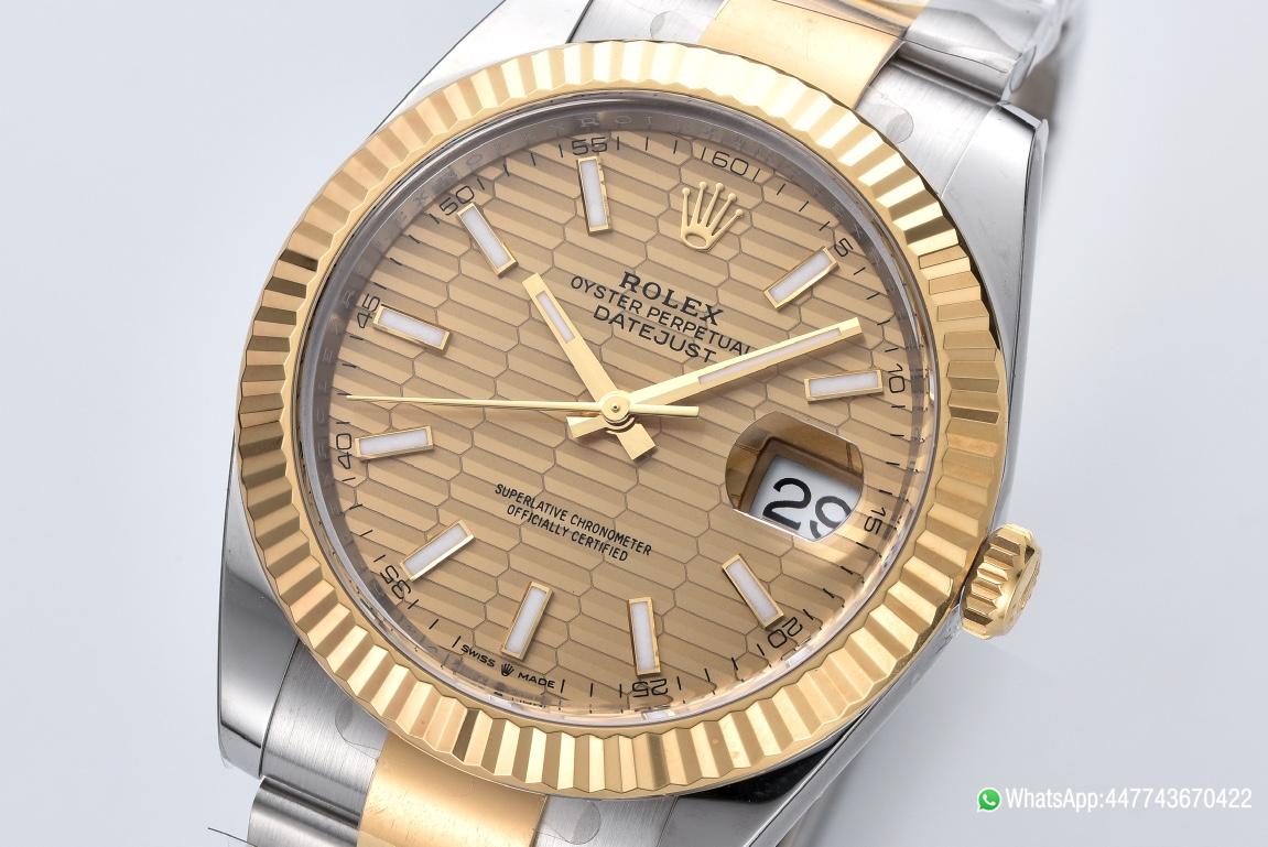 Super Clone Datejust 126333 41mm Yellow Gold Fluted Textured Dial Yellow Gold Bezel 3235 Movement Two Tone Oyster Bracelet 02 Super Clone Datejust 126333 41mm Yellow Gold Fluted Textured Dial Yellow Gold Bezel 3235 Movement Two Tone Oyster Bracelet 02