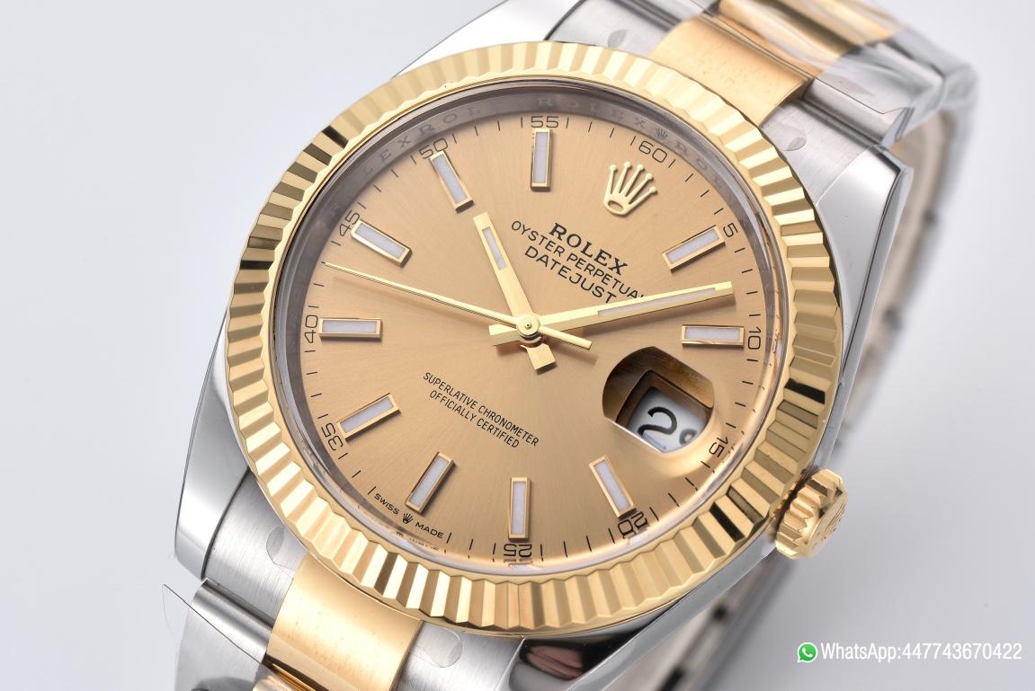 Super Clone Datejust 41mm 126333 904L Steel Case Yellow Gold Dial with Stick Markers Yellow Gold Bezel 3235 Movement Two Tone Oyster Bracelet 02 Super Clone Datejust 41mm 126333 904L Steel Case Yellow Gold Dial with Stick Markers Yellow Gold Bezel 3235 Movement Two Tone Oyster Bracelet 02