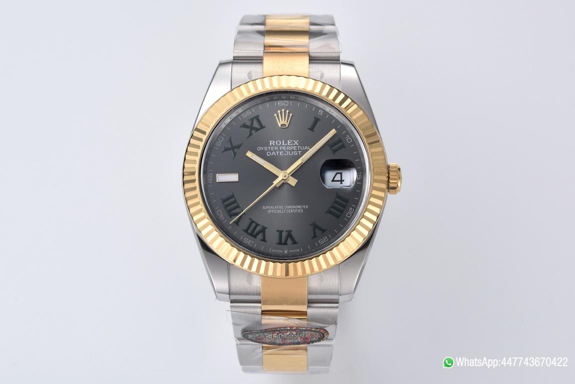 Super Clone Datejust Wimbledon 126333 41mm Gray Dial with Green Roma Markers Yellow Gold Bezel 3235 Caliber Two Tone Oyster Bracelet 01 Super Clone Datejust Wimbledon 126333 41mm Gray Dial with Green Roma Markers Yellow Gold Bezel 3235 Caliber Two Tone Oyster Bracelet 01