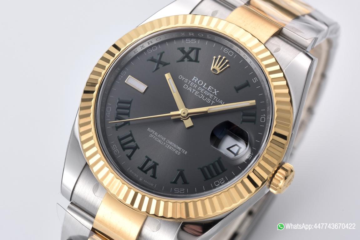 Super Clone Datejust Wimbledon 126333 41mm Gray Dial with Green Roma Markers Yellow Gold Bezel 3235 Caliber Two Tone Oyster Bracelet 02 Super Clone Datejust Wimbledon 126333 41mm Gray Dial with Green Roma Markers Yellow Gold Bezel 3235 Caliber Two Tone Oyster Bracelet 02