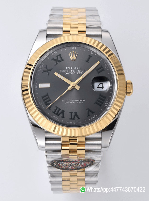 Super Clone Datejust Wimbledon 126333 41mm Gray Dial with Green Roma Markers Yellow Gold Bezel 3235 Movement Two Tone Jubilee Bracelet 00 Super Clone Datejust Wimbledon 126333 41mm Gray Dial with Green Roma Markers Yellow Gold Bezel 3235 Movement Two Tone Jubilee Bracelet 00