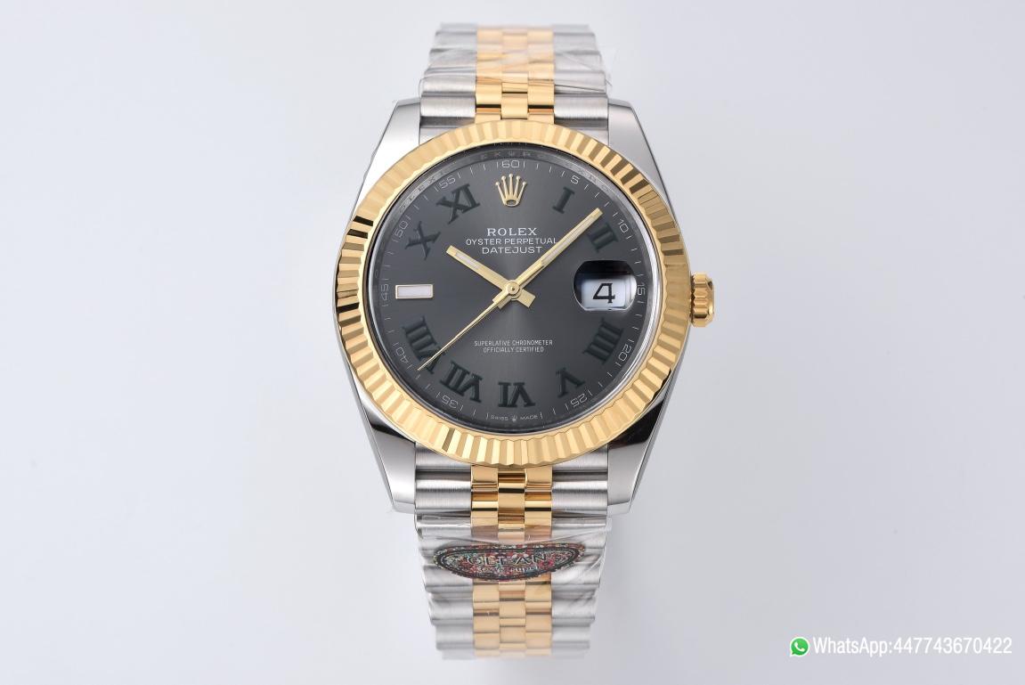 Super Clone Datejust Wimbledon 126333 41mm Gray Dial with Green Roma Markers Yellow Gold Bezel 3235 Movement Two Tone Jubilee Bracelet 01 Super Clone Datejust Wimbledon 126333 41mm Gray Dial with Green Roma Markers Yellow Gold Bezel 3235 Movement Two Tone Jubilee Bracelet 01