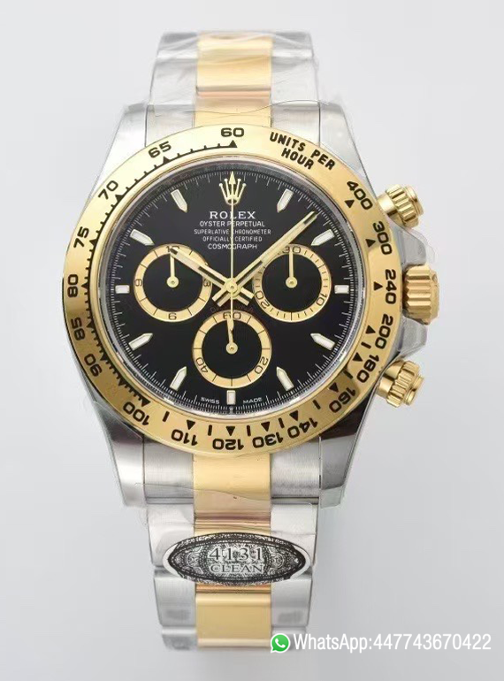 Super Clone Daytona 126503 Black and Gold Counter Rings Dial 904L Steel Case Yellow Gold Bezel SH4131 Movement Oystersteel and Yellow Gold Band 00 Super Clone Daytona 126503 Black and Gold Counter Rings Dial 904L Steel Case Yellow Gold Bezel SH4131 Movement Oystersteel and Yellow Gold Band 00