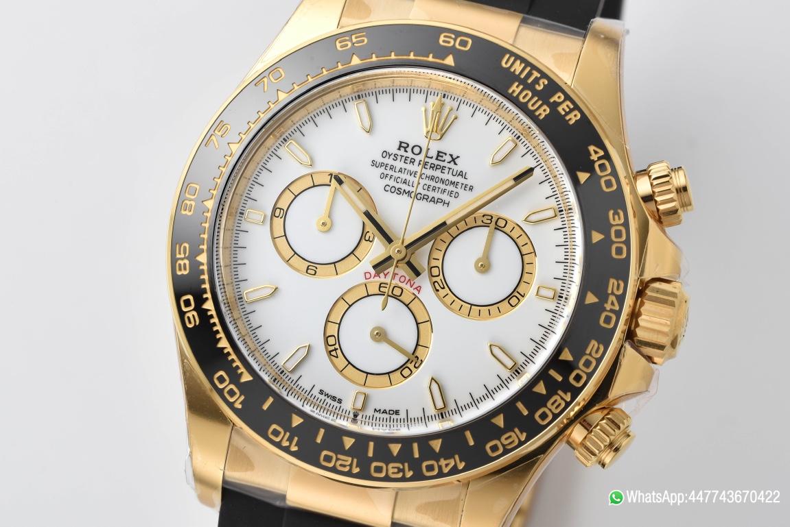 Super Clone Daytona 126518 White Dial Yellow Gold Case Black Ceramic Bezel SH4131 Movement Oysterflex Strap 02 Super Clone Daytona 126518 White Dial Yellow Gold Case Black Ceramic Bezel SH4131 Movement Oysterflex Strap 02