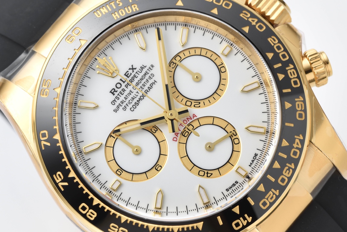 Victory Factory Daytona 126518 White Dial Yellow Gold Case Black Ceramic Bezel SH4131 Movement Oysterflex Strap 03 Clean Factory Daytona 126518 White Dial Yellow Gold Case Black Ceramic Bezel SH4131 Movement Oysterflex Strap 03