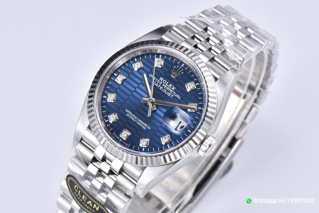 Super Clone Datejust 126234 36mm Blue Motif Dial with Diamonds Markers 3235 Movement Jubilee Bracelet 02 Super Clone Datejust 126234 36mm Blue Motif Dial with Diamonds Markers 3235 Movement Jubilee Bracelet 02