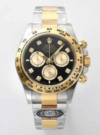 Clean Factory Daytona 126503 Black Dial with Diamonds Markers Gold Bezel Two Tone Oyster and Gold Bracelet SH4131 Movement 00