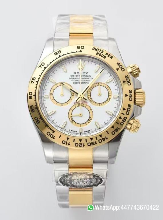 Super Clone Daytona 126503 White Dial with Gold Eye Sub Dial Two Tone Yellow Gold Steel Bracelet Gold Bezel SH4131 Movement 00 Super Clone Daytona 126503 White Dial with Gold Eye Sub Dial Two Tone Yellow Gold Steel Bracelet Gold Bezel SH4131 Movement 00