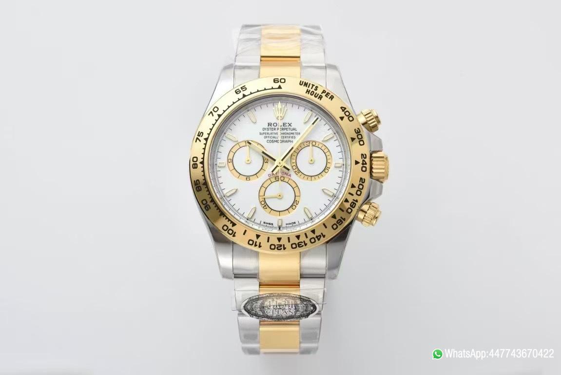 Super Clone Daytona 126503 White Dial with Gold Eye Sub Dial Two Tone Yellow Gold Steel Bracelet Gold Bezel SH4131 Movement 01 Super Clone Daytona 126503 White Dial with Gold Eye Sub Dial Two Tone Yellow Gold Steel Bracelet Gold Bezel SH4131 Movement 01