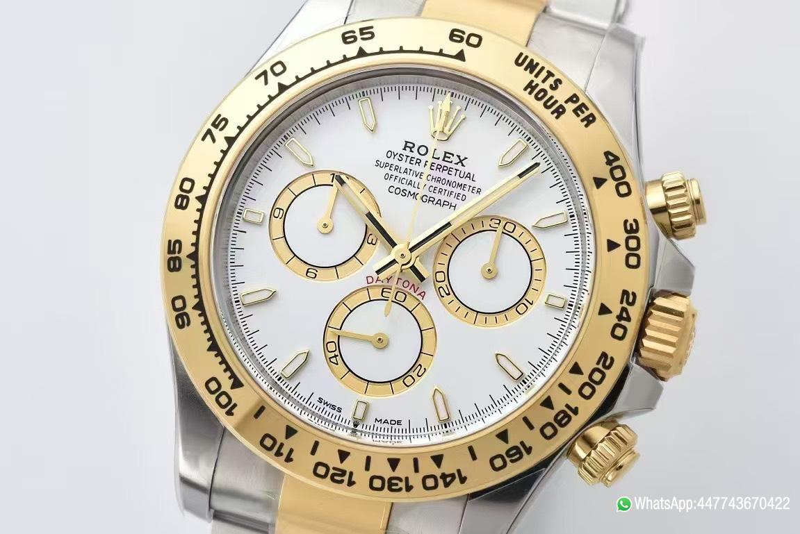 Super Clone Daytona 126503 White Dial with Gold Eye Sub Dial Two Tone Yellow Gold Steel Bracelet Gold Bezel SH4131 Movement 02 Super Clone Daytona 126503 White Dial with Gold Eye Sub Dial Two Tone Yellow Gold Steel Bracelet Gold Bezel SH4131 Movement 02