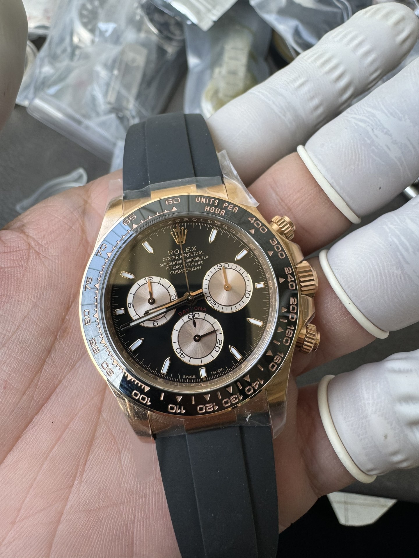 Clean Factory Daytona 126515LN 18K Rose Gold Plated Case Black and Rose Gold Dial Oysterflex Strap SH4131 Movement 05