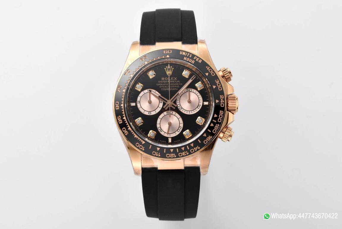 Super Clone Daytona 126515LN Black and Sundust Diamonds Set Dial 18K Rose Gold Case Oysterflex Strap SH4131 Movement 01 Super Clone Daytona 126515LN Black and Sundust Diamonds Set Dial 18K Rose Gold Case Oysterflex Strap SH4131 Movement 01