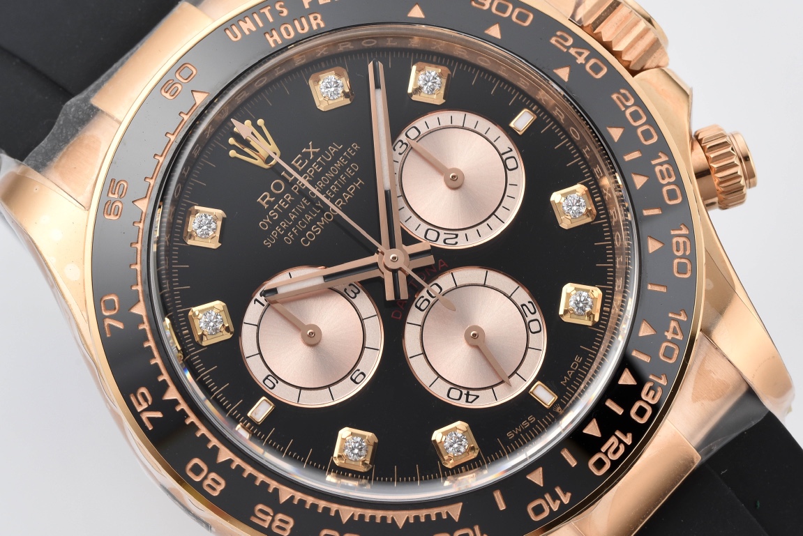 Victory Factory Daytona 126515LN Black and Sundust Diamonds Set Dial 18K Rose Gold Case Oysterflex Strap SH4131 Movement 02 Clean Factory Daytona 126515LN Black and Sundust Diamonds Set Dial 18K Rose Gold Case Oysterflex Strap SH4131 Movement 02