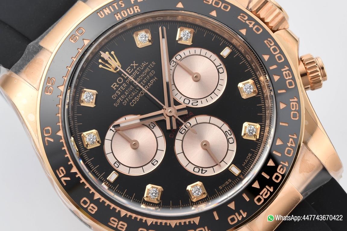 Super Clone Daytona 126515LN Black and Sundust Diamonds Set Dial 18K Rose Gold Case Oysterflex Strap SH4131 Movement 02 Super Clone Daytona 126515LN Black and Sundust Diamonds Set Dial 18K Rose Gold Case Oysterflex Strap SH4131 Movement 02
