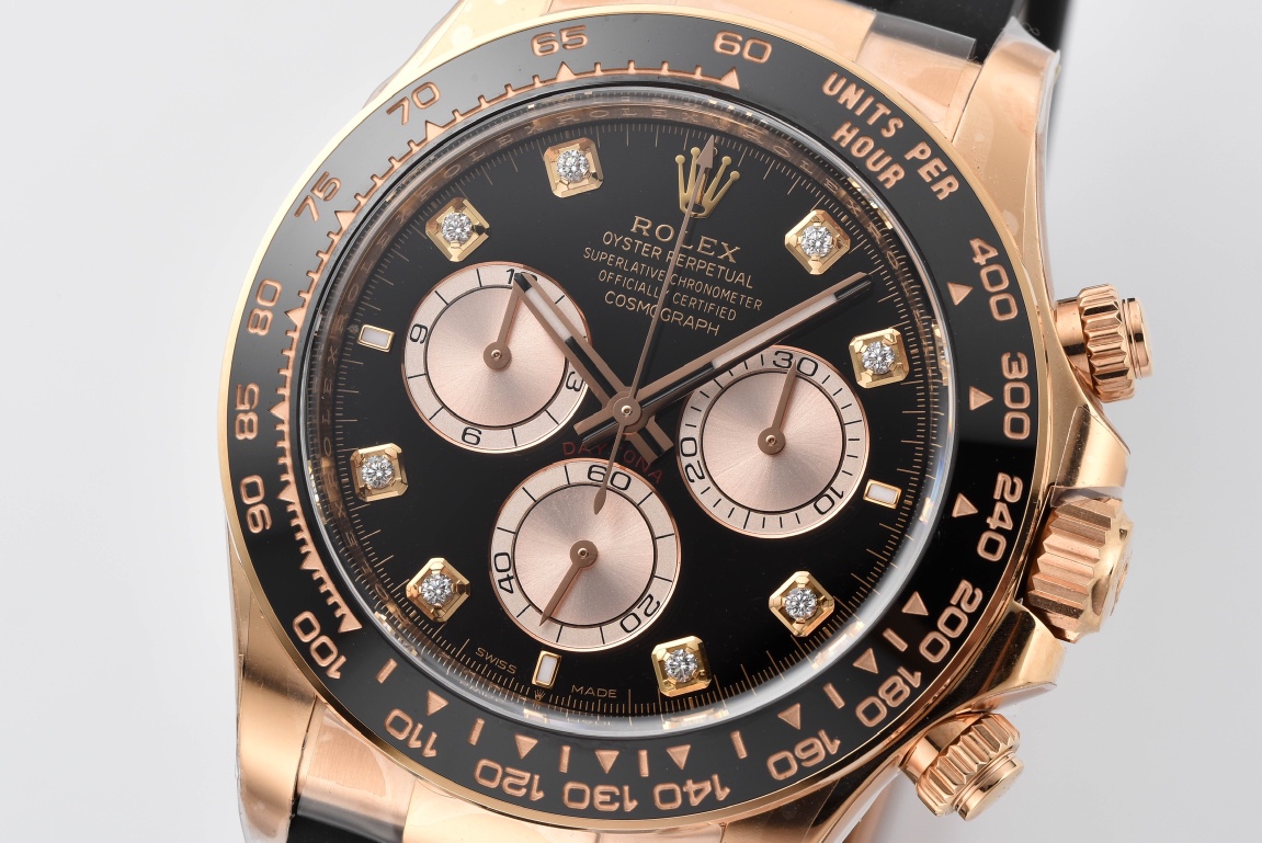 Victory Factory Daytona 126515LN Black and Sundust Diamonds Set Dial 18K Rose Gold Case Oysterflex Strap SH4131 Movement 03 Clean Factory Daytona 126515LN Black and Sundust Diamonds Set Dial 18K Rose Gold Case Oysterflex Strap SH4131 Movement 03