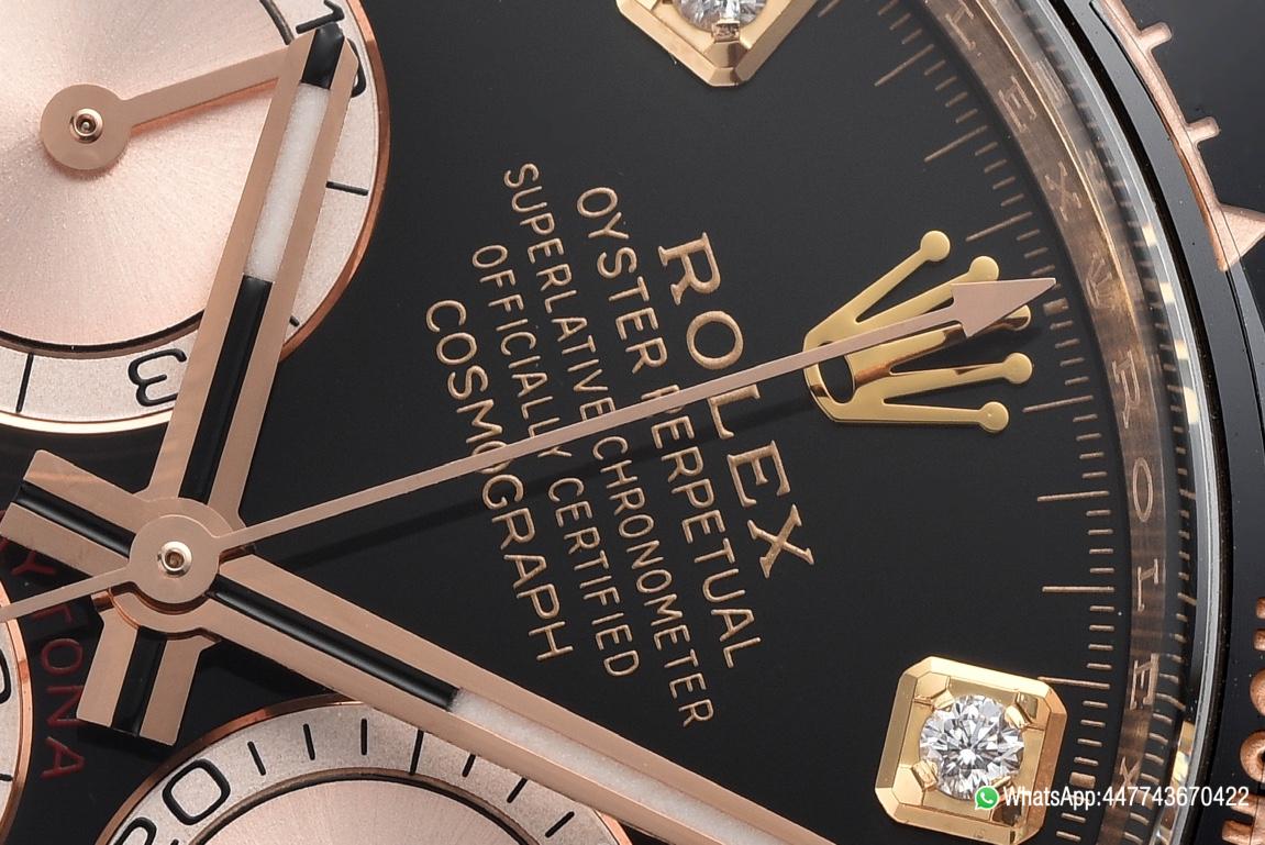 Super Clone Daytona 126515LN Black and Sundust Diamonds Set Dial 18K Rose Gold Case Oysterflex Strap SH4131 Movement 04 Super Clone Daytona 126515LN Black and Sundust Diamonds Set Dial 18K Rose Gold Case Oysterflex Strap SH4131 Movement 04