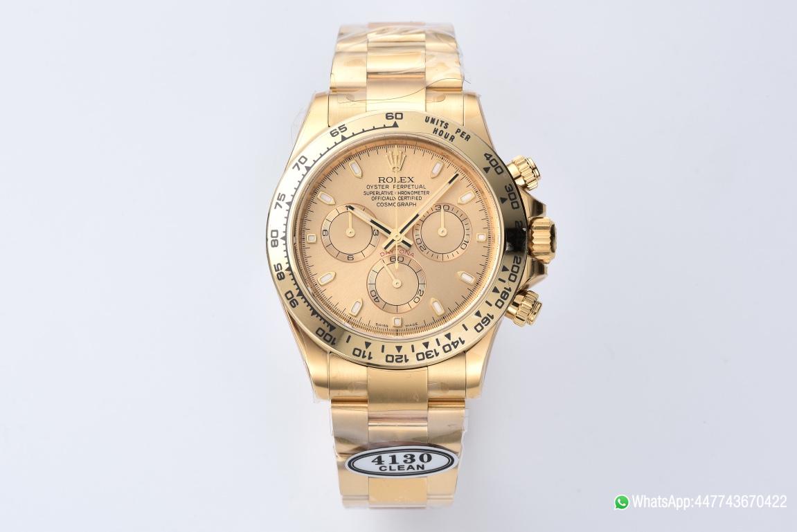 Super Clone Rolex Daytona 116508 Full Yellow Gold Case Dial Yellow Gold Bezel Bracelet DanDong 4130 Movement 01 Super Clone Rolex Daytona 116508 Full Yellow Gold Case Dial Yellow Gold Bezel Bracelet DanDong 4130 Movement 01