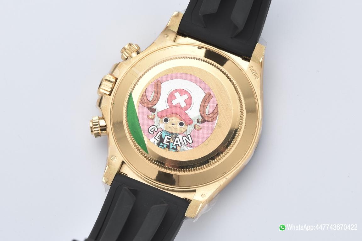 Super Clone Rolex Daytona 116518LN 0042 Yellow Gold Dial and Case Black Ceramic Bezel Cal4130 Black Oyster Rubber Oysterflex Strap 08 Super Clone Rolex Daytona 116518LN 0042 Yellow Gold Dial and Case Black Ceramic Bezel Cal4130 Black Oyster Rubber Oysterflex Strap 08