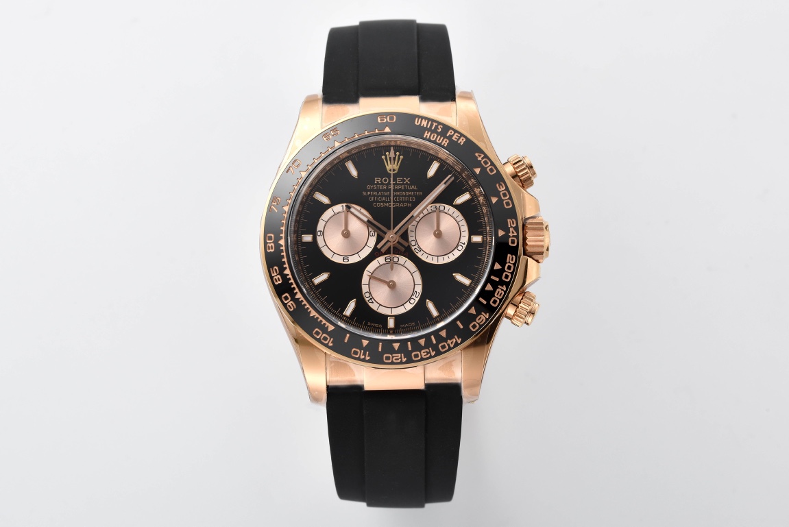 Victory Factory Rolex Daytona 126515LN 18K Rose Gold Plated Case Black and Rose Gold Dial Oysterflex Strap SH4131 01 Clean Factory Rolex Daytona 126515LN 18K Rose Gold Plated Case Black and Rose Gold Dial Oysterflex Strap SH4131 01