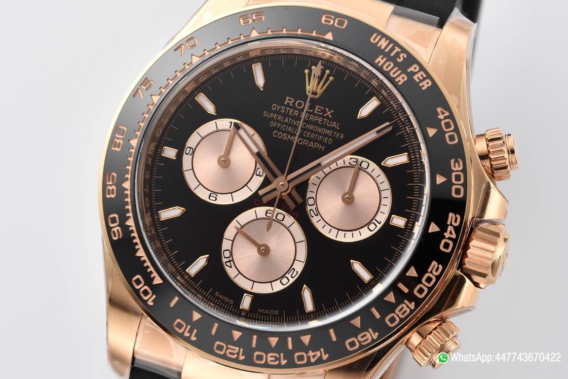 Super Clone Rolex Daytona 126515LN 18K Rose Gold Plated Case Black and Rose Gold Dial Oysterflex Strap SH4131 02 Super Clone Rolex Daytona 126515LN 18K Rose Gold Plated Case Black and Rose Gold Dial Oysterflex Strap SH4131 02