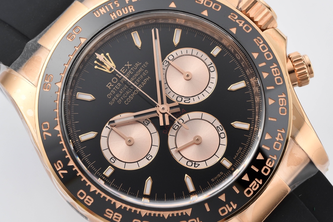Victory Factory Rolex Daytona 126515LN 18K Rose Gold Plated Case Black and Rose Gold Dial Oysterflex Strap SH4131 03 Clean Factory Rolex Daytona 126515LN 18K Rose Gold Plated Case Black and Rose Gold Dial Oysterflex Strap SH4131 03