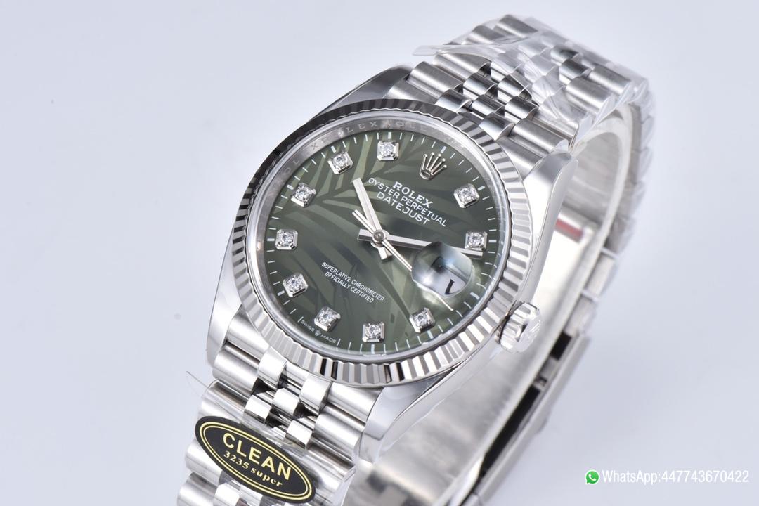 Super Clone DateJust 36mm 126234 Green Palm motif Dial Diamond Hour Markers 904L Steel Material Jubilee Bracelet SH3235 Caliber 02 Super Clone DateJust 36mm 126234 Green Palm motif Dial Diamond Hour Markers 904L Steel Material Jubilee Bracelet SH3235 Caliber 02