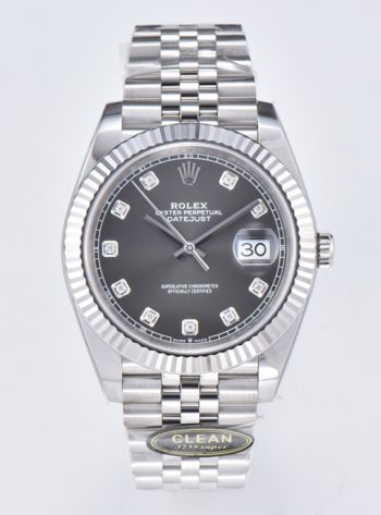 Clean Factory Datejust 36mm Gray Dial with Diamond Hour Markers 904L Steel Case Jubilee Bracelet SuperClone 3235 Movement 00